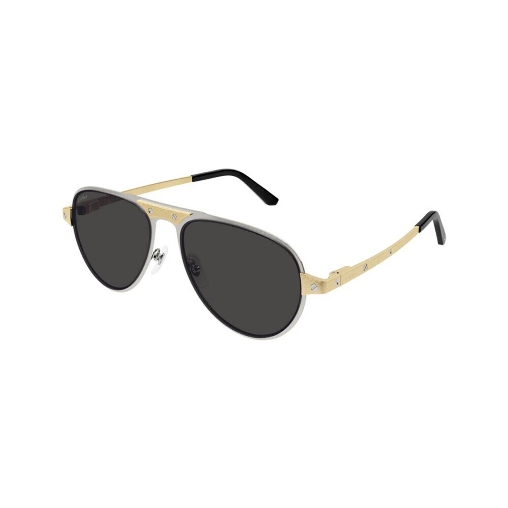 Cartier CT0533S-001 Sunglasses Silver Gold Grey Metal